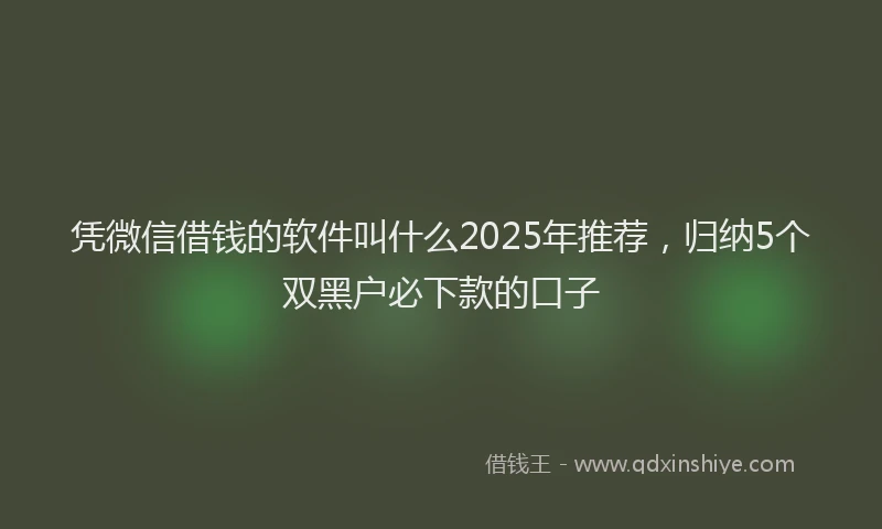 凭微信借钱的软件叫什么2025年推荐，归纳5个双黑户必下款的口子