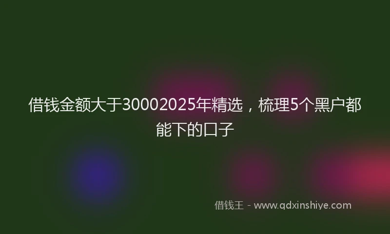 借钱金额大于30002025年精选，梳理5个黑户都能下的口子
