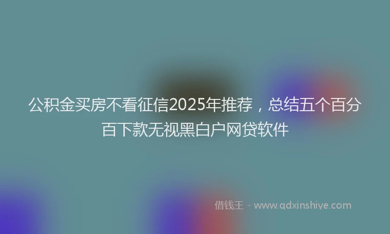 公积金买房不看征信2025年推荐，总结五个百分百下款无视黑白户网贷软件