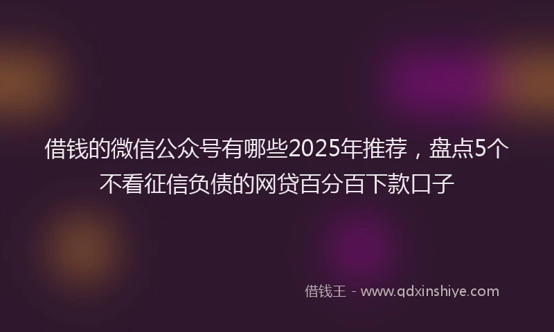 借钱的微信公众号有哪些2025年推荐，盘点5个不看征信负债的网贷百分百下款口子