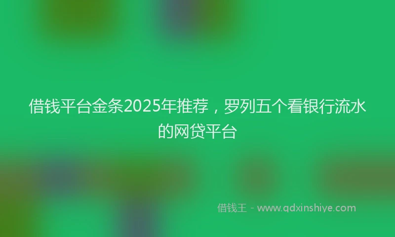 借钱平台金条2025年推荐，罗列五个看银行流水的网贷平台