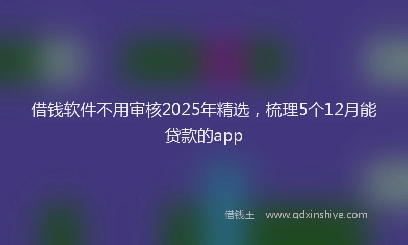 借钱软件不用审核2025年精选，梳理5个12月能贷款的app