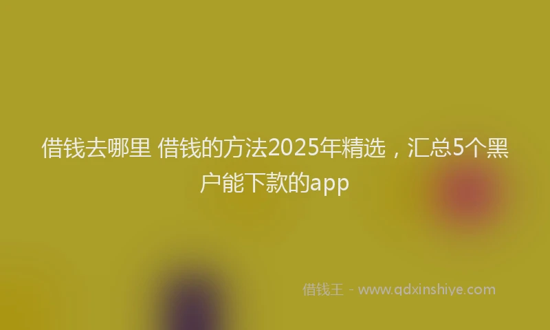 借钱去哪里 借钱的方法2025年精选，汇总5个黑户能下款的app