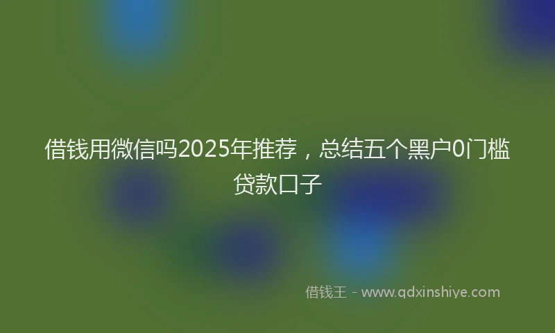 借钱用微信吗2025年推荐，总结五个黑户0门槛贷款口子