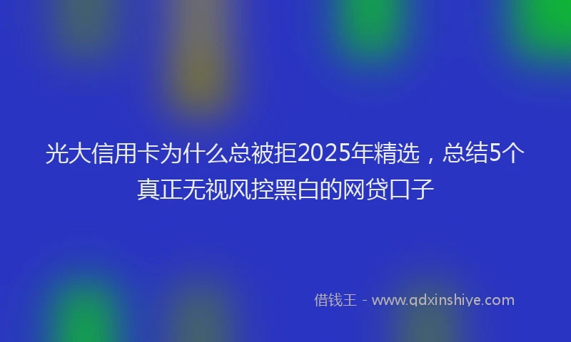 光大信用卡为什么总被拒2025年精选，总结5个真正无视风控黑白的网贷口子