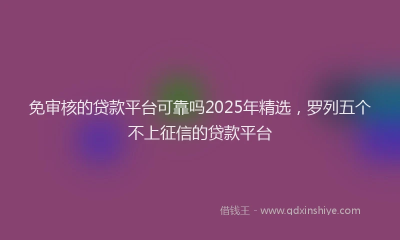 免审核的贷款平台可靠吗2025年精选，罗列五个不上征信的贷款平台