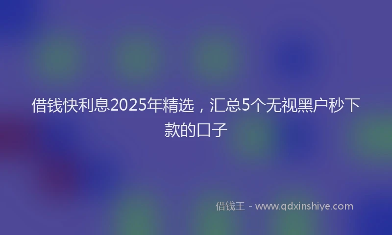 借钱快利息2025年精选，汇总5个无视黑户秒下款的口子