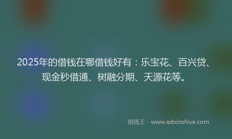 2025年的借钱在哪借钱好有：乐宝花、百兴贷、现金秒借通、树融分期、天源花等。
