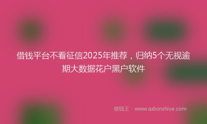 借钱平台不看征信2025年推荐，归纳5个无视逾期大数据花户黑户软件