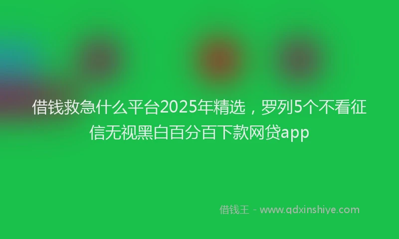 借钱救急什么平台2025年精选，罗列5个不看征信无视黑白百分百下款网贷app