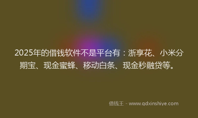 2025年的借钱软件不是平台有：浙享花、小米分期宝、现金蜜蜂、移动白条、现金秒融贷等。