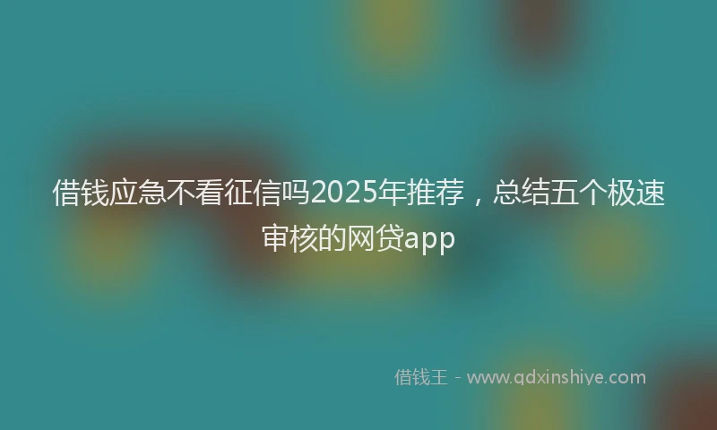 借钱应急不看征信吗2025年推荐，总结五个极速审核的网贷app