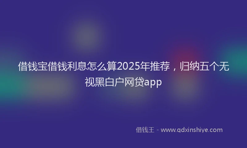 借钱宝借钱利息怎么算2025年推荐，归纳五个无视黑白户网贷app