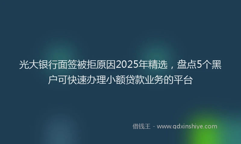 光大银行面签被拒原因2025年精选，盘点5个黑户可快速办理小额贷款业务的平台