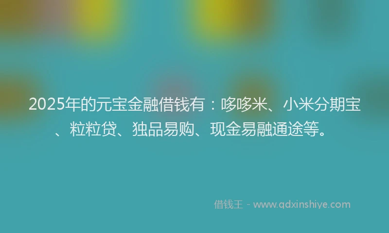 2025年的元宝金融借钱有：哆哆米、小米分期宝、粒粒贷、独品易购、现金易融通途等。