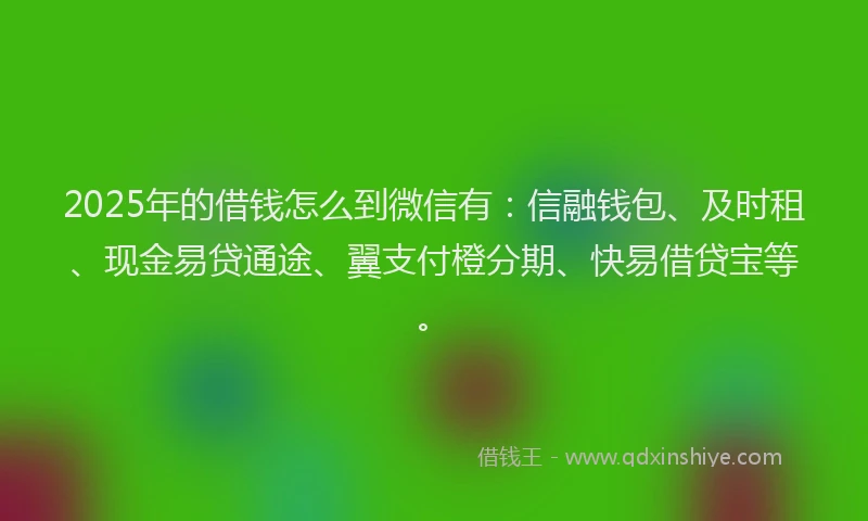 2025年的借钱怎么到微信有：信融钱包、及时租、现金易贷通途、翼支付橙分期、快易借贷宝等。