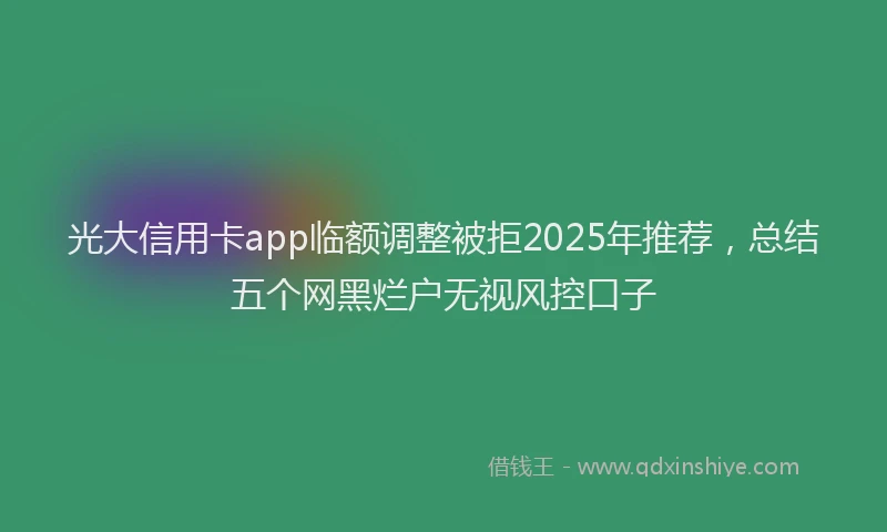 光大信用卡app临额调整被拒2025年推荐，总结五个网黑烂户无视风控口子