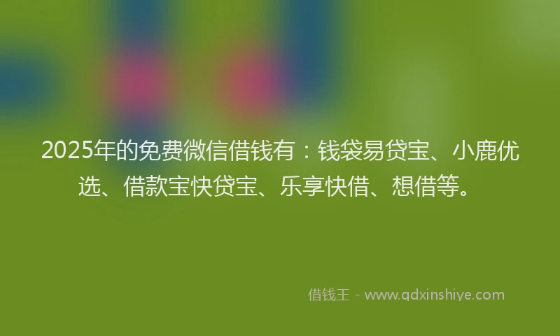 2025年的免费微信借钱有：钱袋易贷宝、小鹿优选、借款宝快贷宝、乐享快借、想借等。