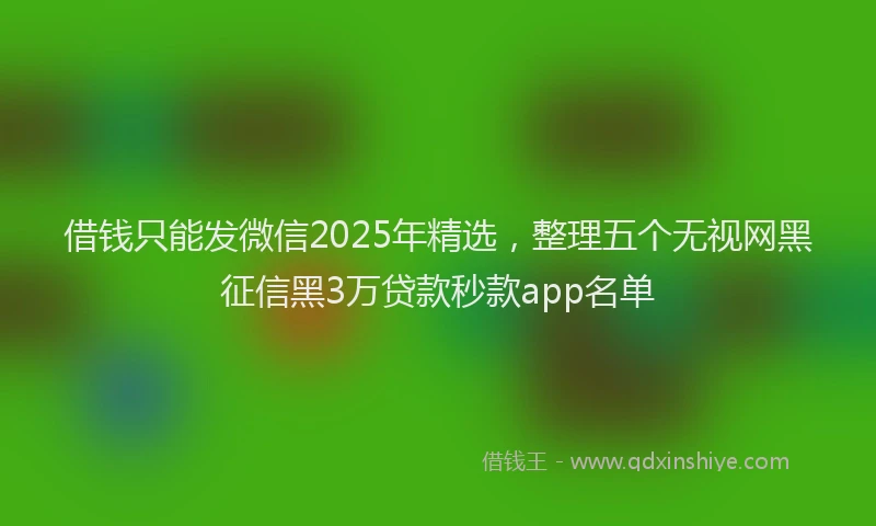 借钱只能发微信2025年精选，整理五个无视网黑征信黑3万贷款秒款app名单