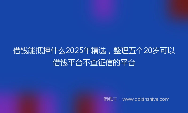 借钱能抵押什么2025年精选，整理五个20岁可以借钱平台不查征信的平台