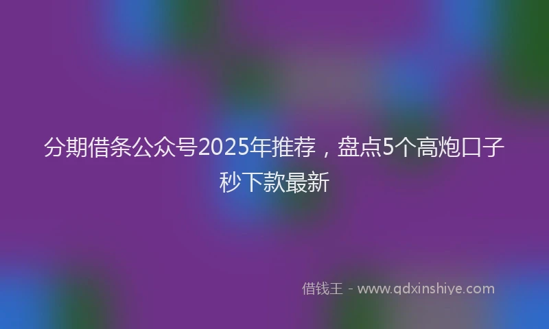 分期借条公众号2025年推荐，盘点5个高炮口子秒下款最新