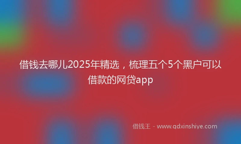 借钱去哪儿2025年精选，梳理五个5个黑户可以借款的网贷app