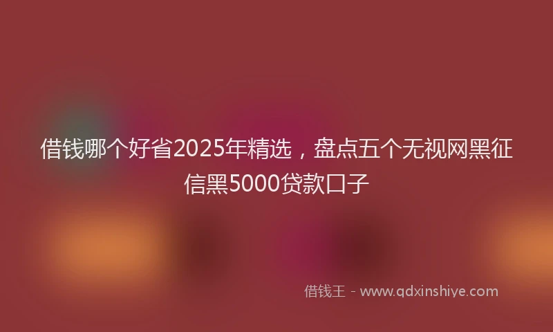 借钱哪个好省2025年精选，盘点五个无视网黑征信黑5000贷款口子
