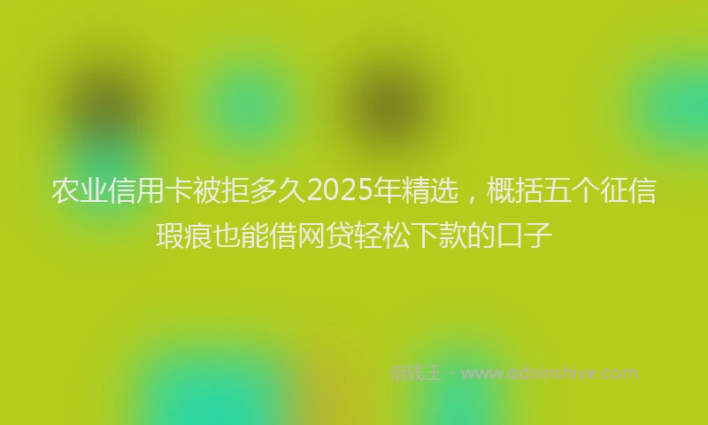 农业信用卡被拒多久2025年精选，概括五个征信瑕疵也能借网贷轻松下款的口子