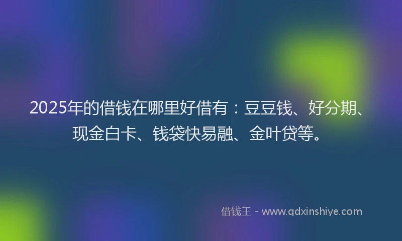 2025年的借钱在哪里好借有：豆豆钱、好分期、现金白卡、钱袋快易融、金叶贷等。