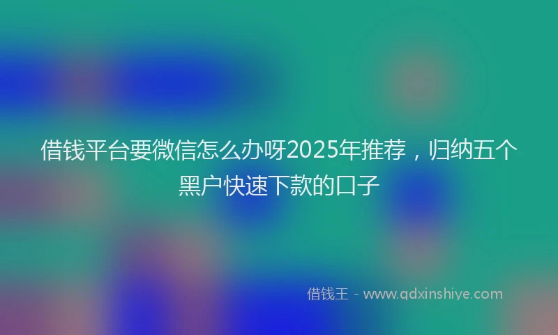 借钱平台要微信怎么办呀2025年推荐，归纳五个黑户快速下款的口子