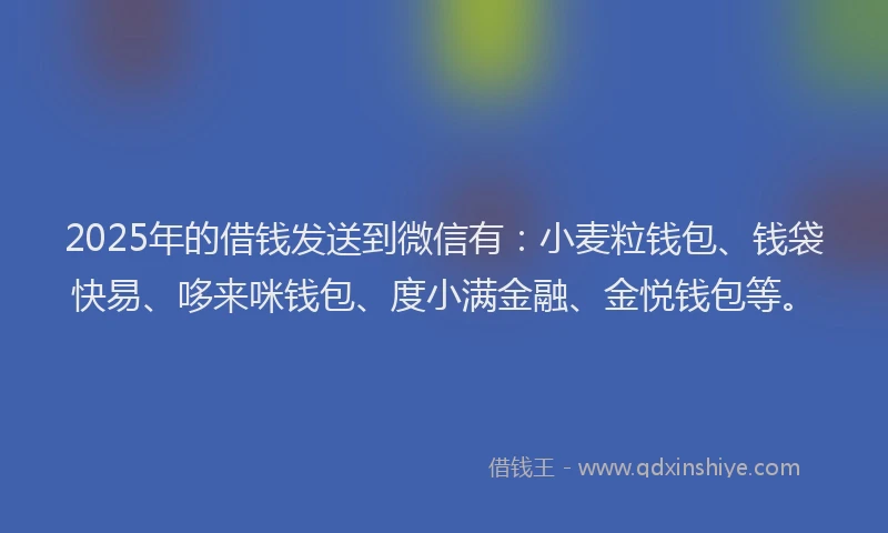 2025年的借钱发送到微信有：小麦粒钱包、钱袋快易、哆来咪钱包、度小满金融、金悦钱包等。