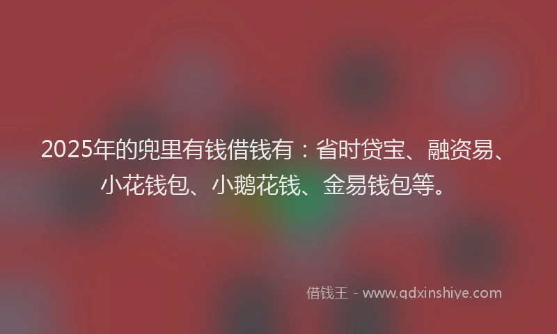 2025年的兜里有钱借钱有：省时贷宝、融资易、小花钱包、小鹅花钱、金易钱包等。