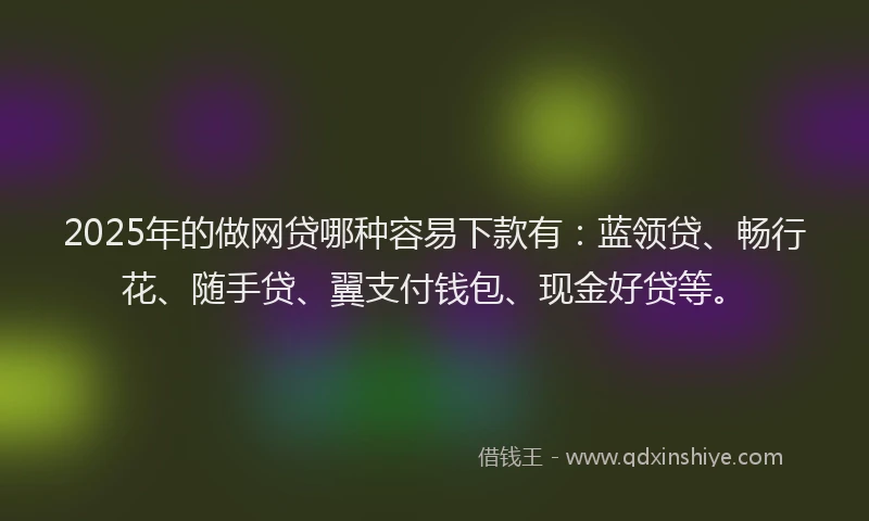 2025年的做网贷哪种容易下款有：蓝领贷、畅行花、随手贷、翼支付钱包、现金好贷等。