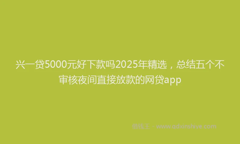 兴一贷5000元好下款吗2025年精选，总结五个不审核夜间直接放款的网贷app