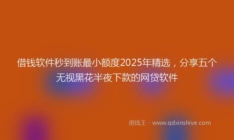 借钱软件秒到账最小额度2025年精选，分享五个无视黑花半夜下款的网贷软件