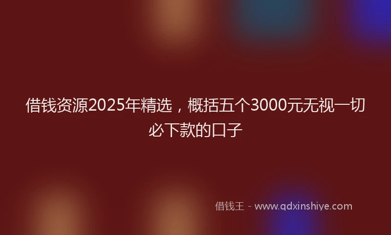 借钱资源2025年精选，概括五个3000元无视一切必下款的口子
