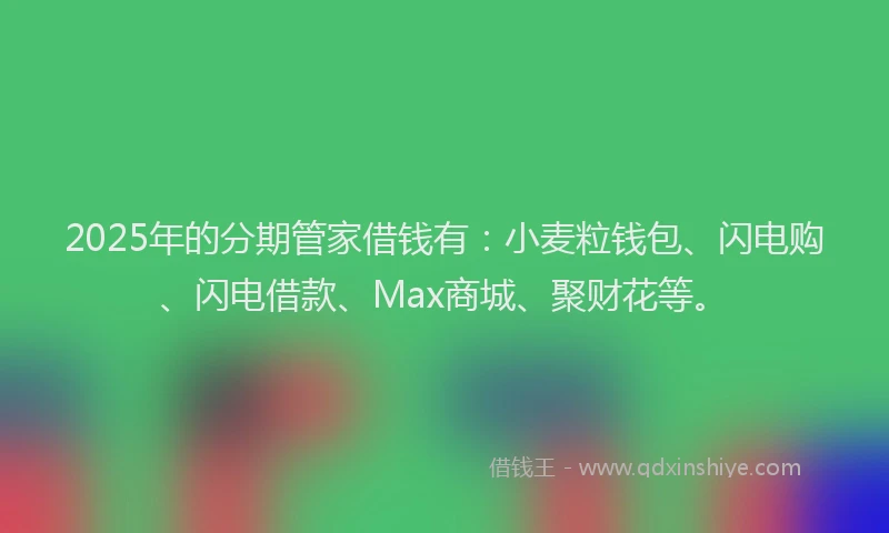 2025年的分期管家借钱有：小麦粒钱包、闪电购、闪电借款、Max商城、聚财花等。