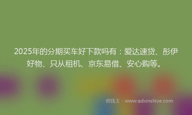 2025年的分期买车好下款吗有：爱达速贷、彤伊好物、只从租机、京东易借、安心购等。