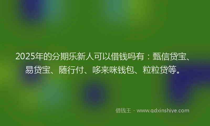 2025年的分期乐新人可以借钱吗有：甄信贷宝、易贷宝、随行付、哆来咪钱包、粒粒贷等。