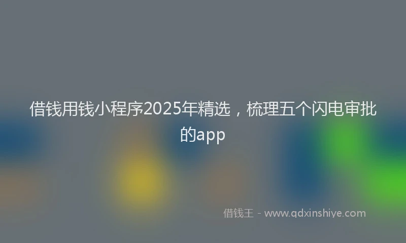 借钱用钱小程序2025年精选，梳理五个闪电审批的app