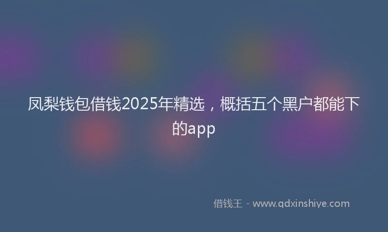 凤梨钱包借钱2025年精选，概括五个黑户都能下的app