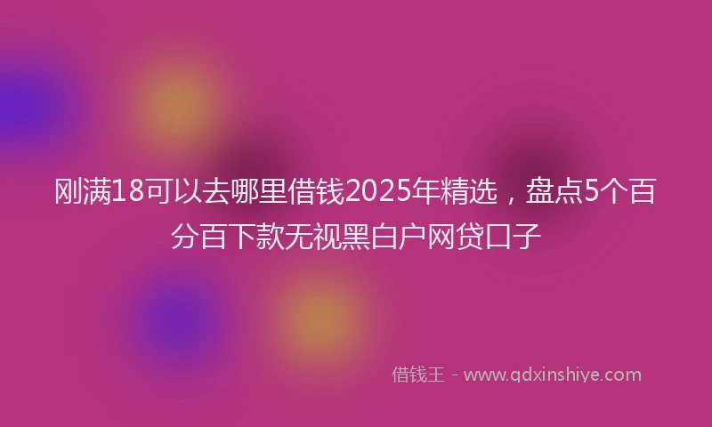 刚满18可以去哪里借钱2025年精选，盘点5个百分百下款无视黑白户网贷口子