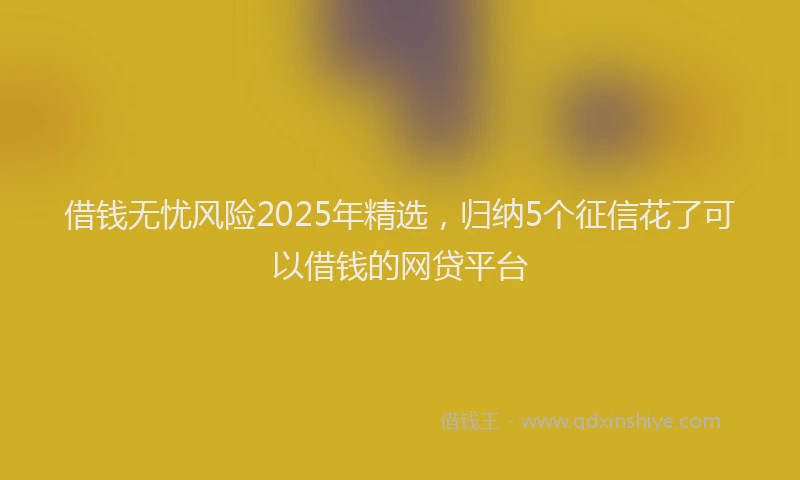 借钱无忧风险2025年精选，归纳5个征信花了可以借钱的网贷平台