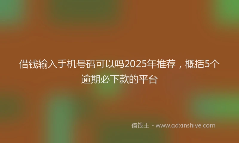 借钱输入手机号码可以吗2025年推荐，概括5个逾期必下款的平台
