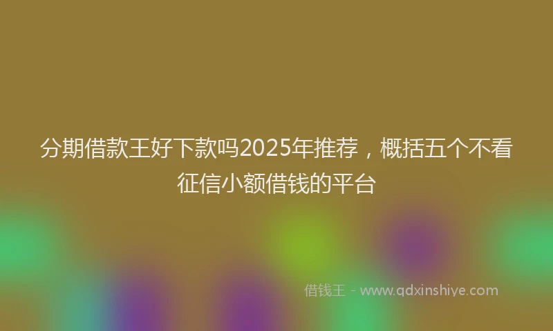 分期借款王好下款吗2025年推荐，概括五个不看征信小额借钱的平台