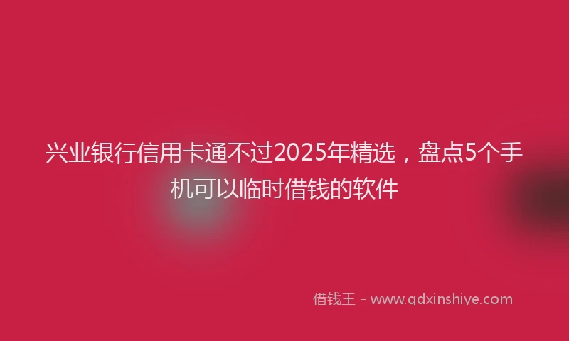 兴业银行信用卡通不过2025年精选，盘点5个手机可以临时借钱的软件