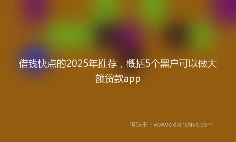 借钱快点的2025年推荐，概括5个黑户可以做大额贷款app