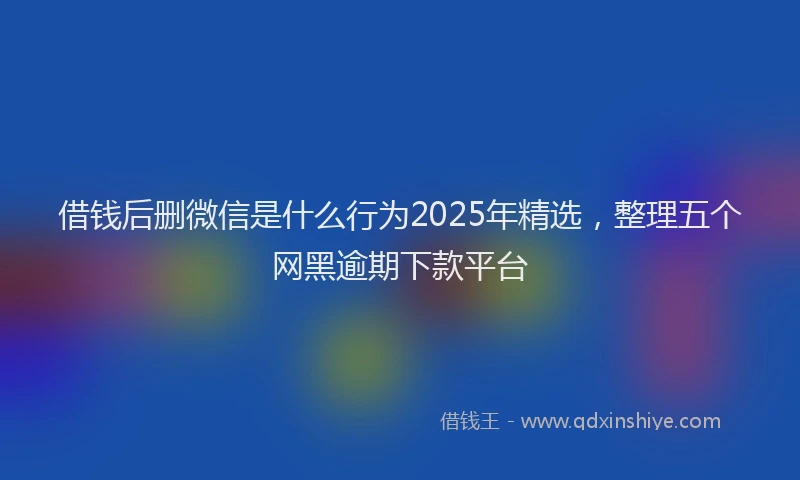 借钱后删微信是什么行为2025年精选，整理五个网黑逾期下款平台