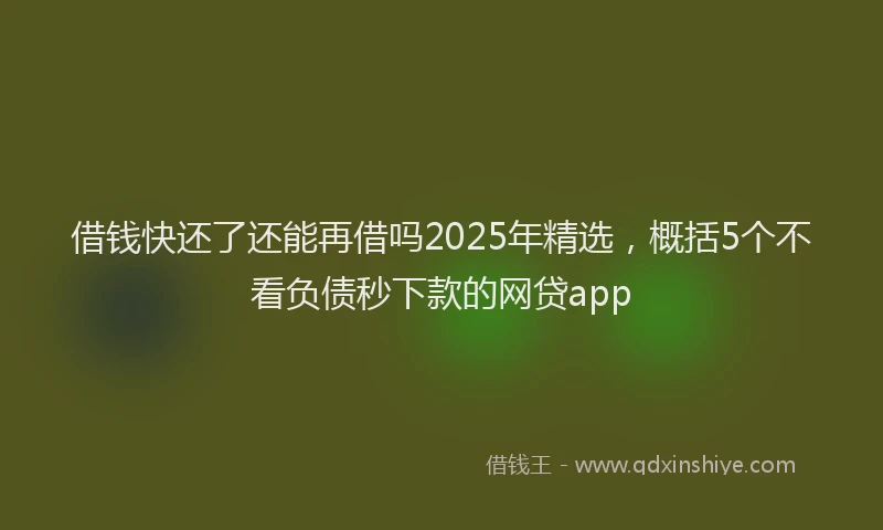 借钱快还了还能再借吗2025年精选，概括5个不看负债秒下款的网贷app