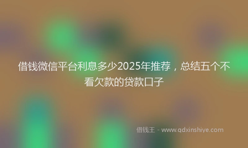 借钱微信平台利息多少2025年推荐，总结五个不看欠款的贷款口子